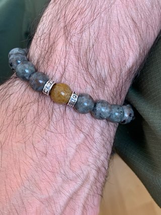 Pulsera Yooperlita, Obsidiana Plateada y Golden He