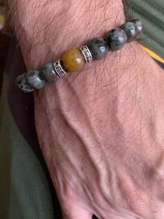 Pulsera Yooperlita, Obsidiana Plateada y Golden He