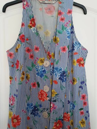 Vestido Zara Estampado Flores Rayas