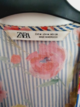 Vestido Zara Estampado Flores Rayas