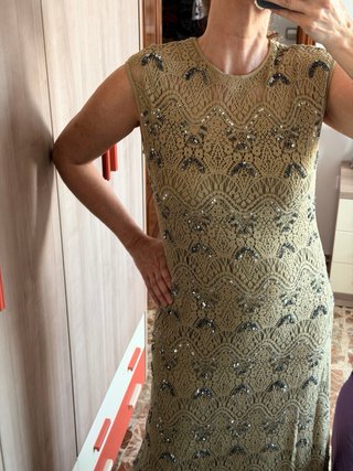 Vestido Zara Beige y Dorado
