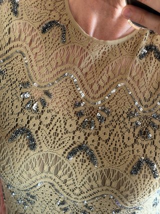 Vestido Zara Beige y Dorado