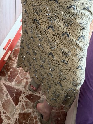 Vestido Zara Beige y Dorado