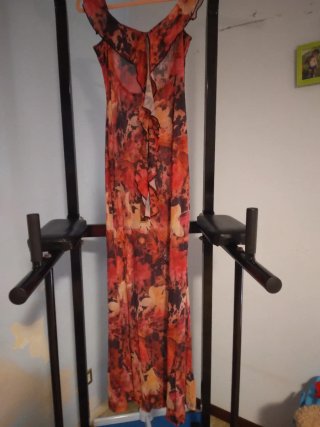 Abito lungo floreale trasparente S