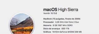 MacBook 13” 8 Gb RAM Late 2009 Unibody Blanco 2009