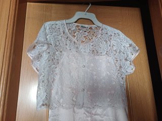 Camisón largo encaje rosa talla única