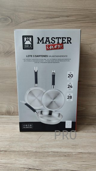 sartenes 20-24-28 cm, acero inoxidable, Sin Antiadherente