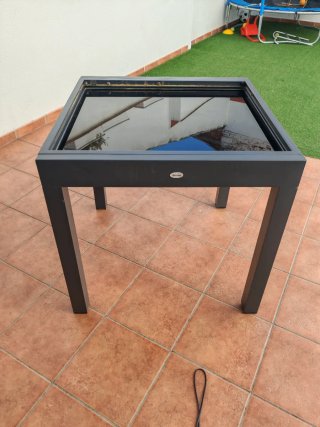 Mesa de exterior extensible aluminio y cristal
