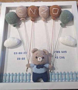 Cuadro Natalicio Oso Hecho a Mano
