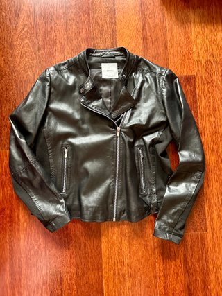 Cazadora Biker Piel Talla XL Negro Mujer