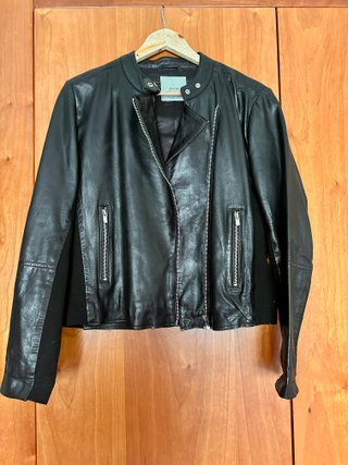 Cazadora Biker Piel Talla XL Negro Mujer