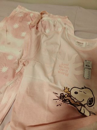 Pijama Snoopy Algodón Peanuts Rosa
