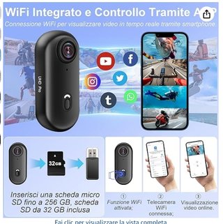 Action Cam Wifi 4K HD Videocamera Sportiva