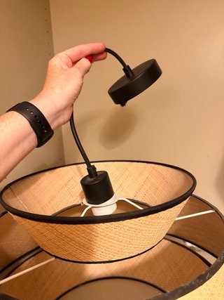 Lámpara de techo de bambú y tela