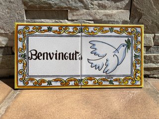 Rajola ceràmica "Benvinguts" 30cm x 15 cm