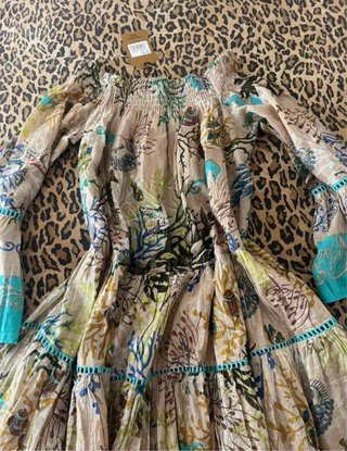 Vestido Ibicenco Beige Multicolor Talla Única