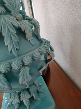 Pareja Lámparas Manises Bondia Azul Cerámica