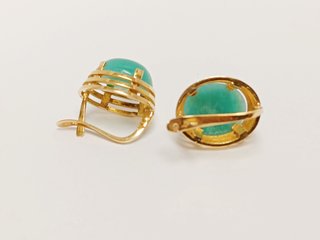Pendientes Oro 18k Amazonita 5.7gr