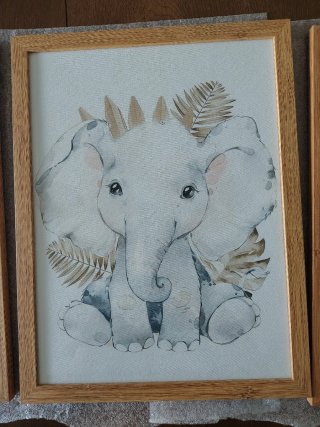 Cuadros animales bebés (3 uds, marcos incluidos)