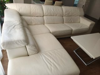 Sofá Chaiselongue Piel Blanca