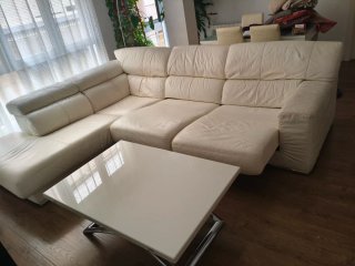 Sofá Chaiselongue Piel Blanca