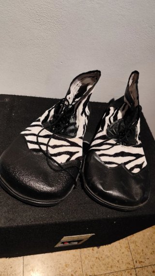 Zapatos de payaso cebra