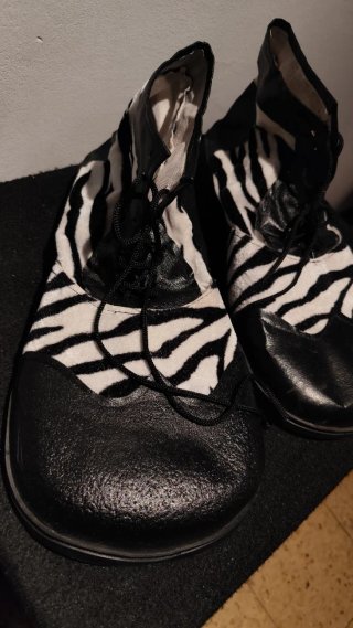 Zapatos de payaso cebra