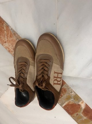 Zapatillas deportivas hombre beige y marrón