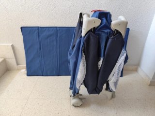 Cuna de viaje plegable azul