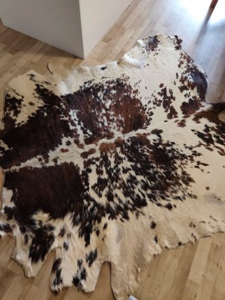 Alfombra Piel Vaca Marrón y Blanca