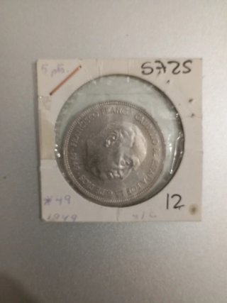 2 Monedas 5 Pesetas 1949 Francisco Franco