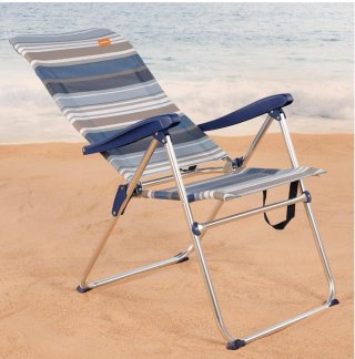 Silla Playa Plegable Rayas Azul