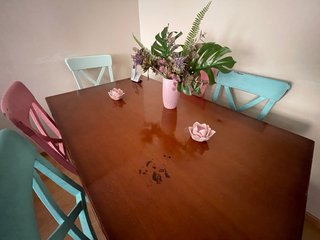 Mesa Comedor Madera Maciza + 6 Sillas Restauradas