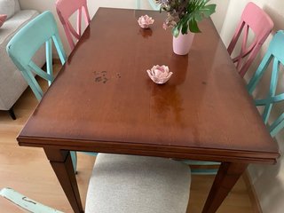 Mesa Comedor Madera Maciza + 6 Sillas Restauradas