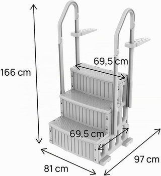 Escalera Piscina 3 Peldaños Gris