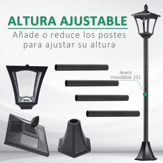Farola Solar Negra
