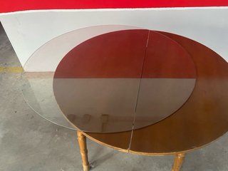 Mesa camilla madera, con su cristal
