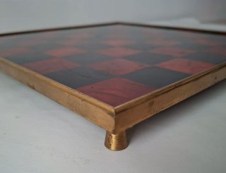 ANTIGUO TABLERO AJEDREZ ART DÉCO MÁRMOL ROJO NEGRO