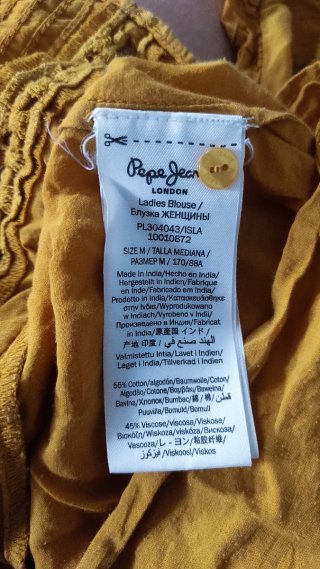 Blusa sin mangas Pepe Jeans mostaza Talla M