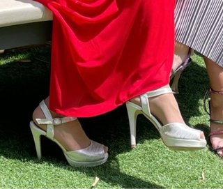 Zapatos de Fiesta plateados y blancos
