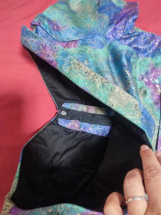 Abito da festa formale blu e viola