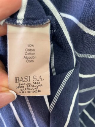 Polo Lacoste Rayas Azul Marino y Blanco talla M