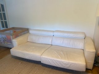Sofá de piel blanco 2 Chaiselongue