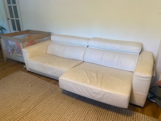 Sofá de piel blanco 2 Chaiselongue