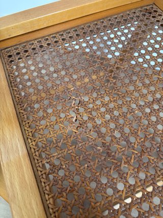 Silla plegable de madera y ratán
