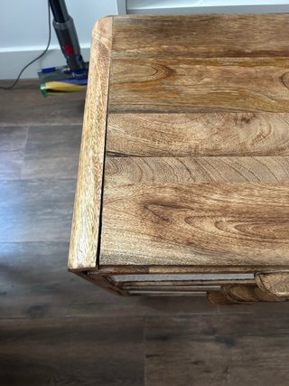 Mesita de noche madera y tela