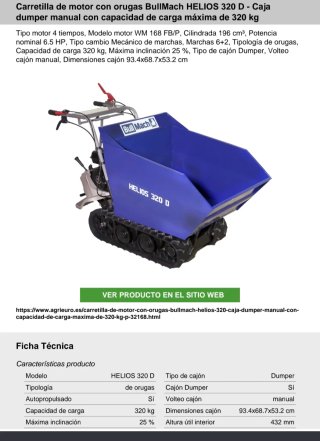 Mini Dumper Oruga Helios 320 D