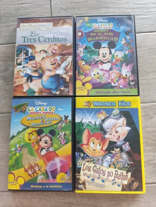 Lote 4 DVDs Películas Infantiles Disney y Warner