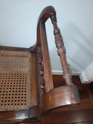Banco de bidé madera y ratán S.XIX