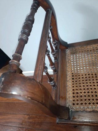 Banco de bidé madera y ratán S.XIX